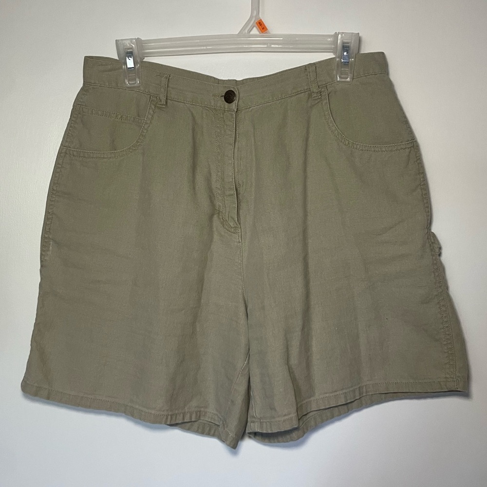 Vintage Bill Blass Jeans Women's Khaki Linen Shorts - Classic High-Rise Style